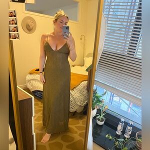 We Wore What brown lace dress